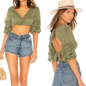 NEW MAJORELLE GABBY TOP Jade Green w/Silver & Open Back Small (fits M & L) NWT